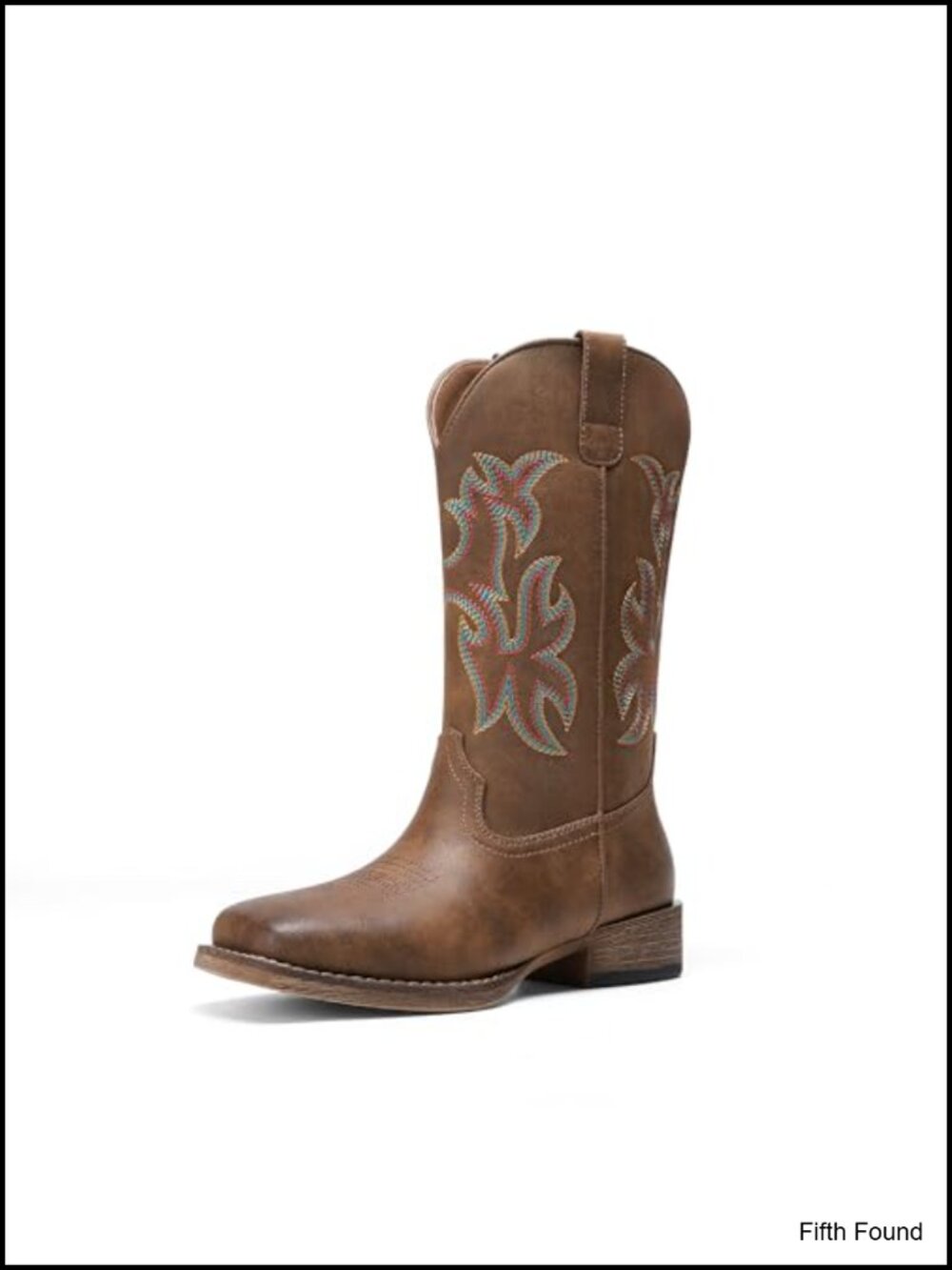 Women's Cowboy Boots Faux Leather Square Toe Western Mid-Calf Slip-On
